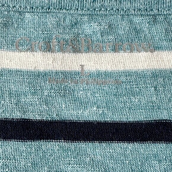 🍁Croft & Barrow 3/4 Sleeves blue/white/navy Stripes Top Blouse Tunics Size L - Picture 3 of 7